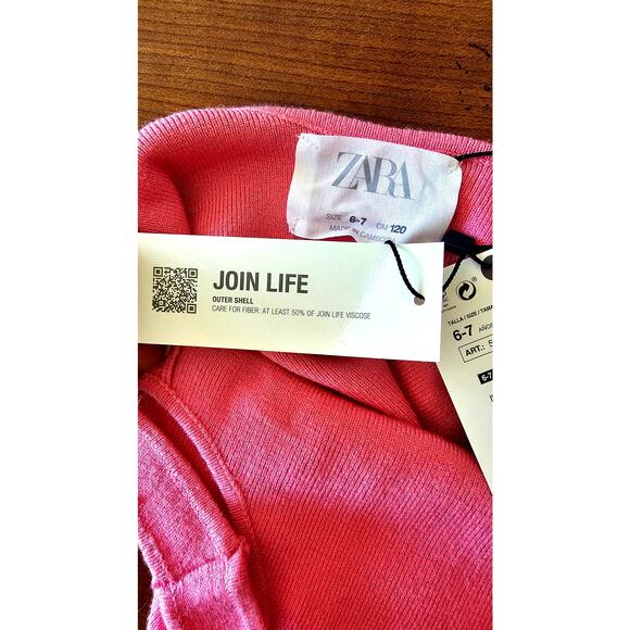 Zara Tank Top, NWT, Pink, Girls, Sz 6-7, 50% Join Life Viscose, New - Picture 4 of 7